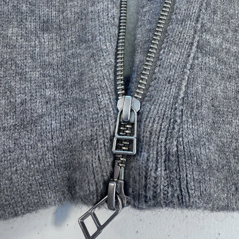Anthropologie Asymmetric Zip Knit Moto Jacket‎ Sweater Grey Ivory XL